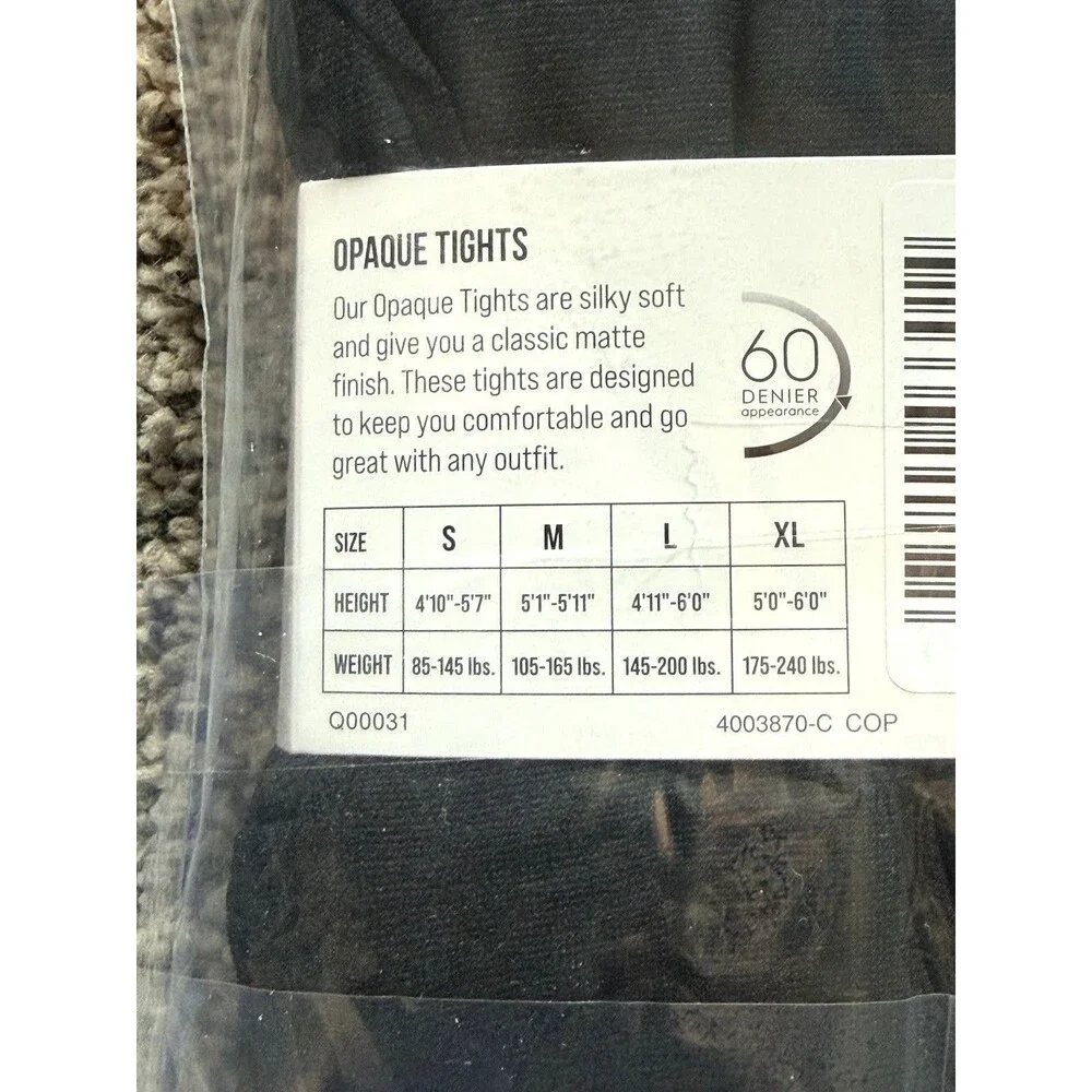 Leggs Opaque Tights LARGE Black 60 Denier Soft Nylon Spandex New - 3 PACKS